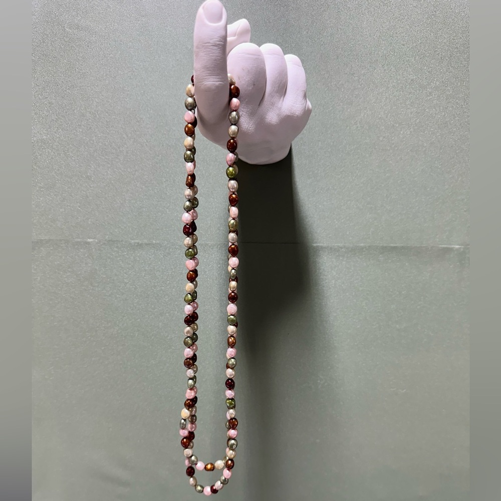 Horona Multicolor Beaded Pearl Necklace 60”